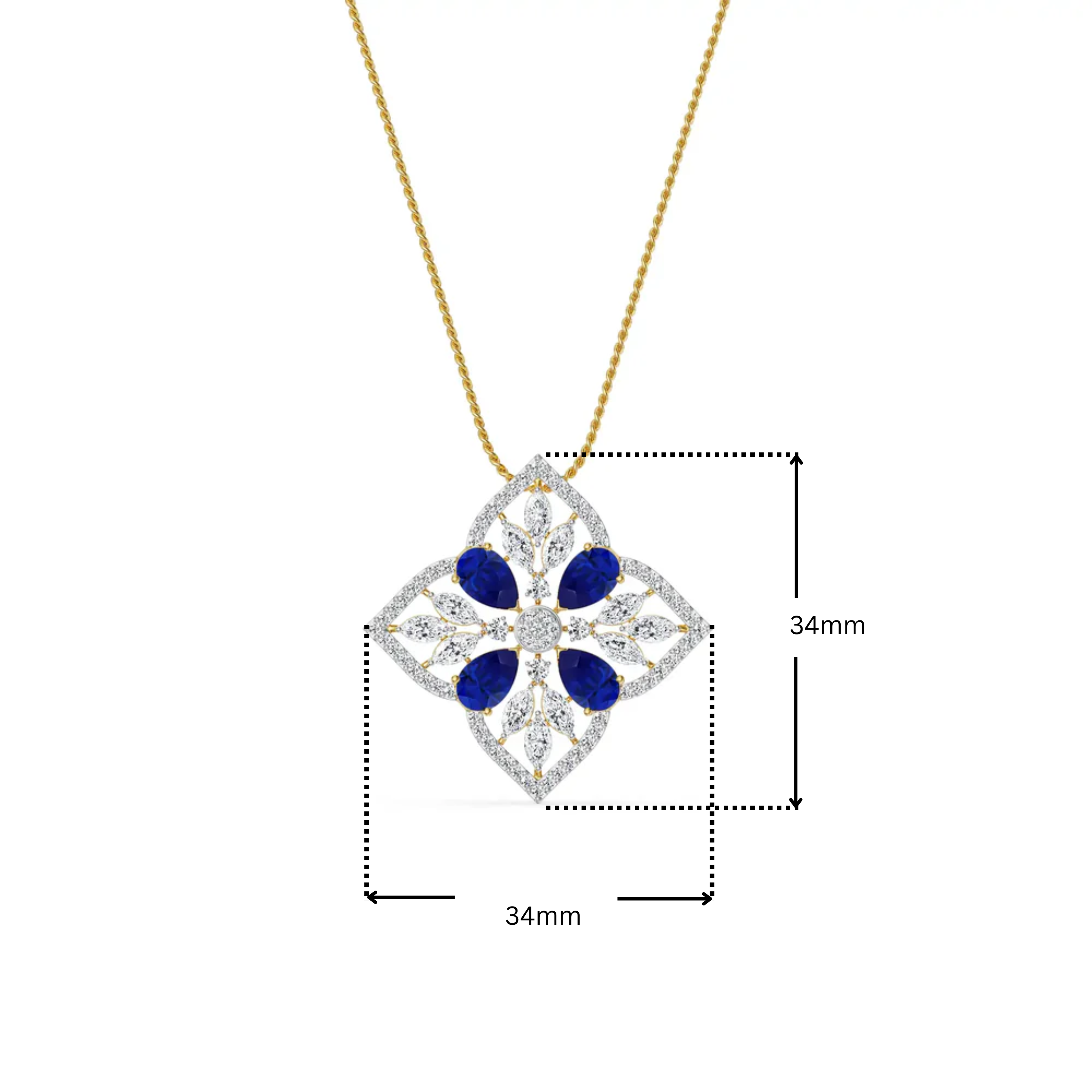Blue Sapphire Lab Diamond Glamour Pendant