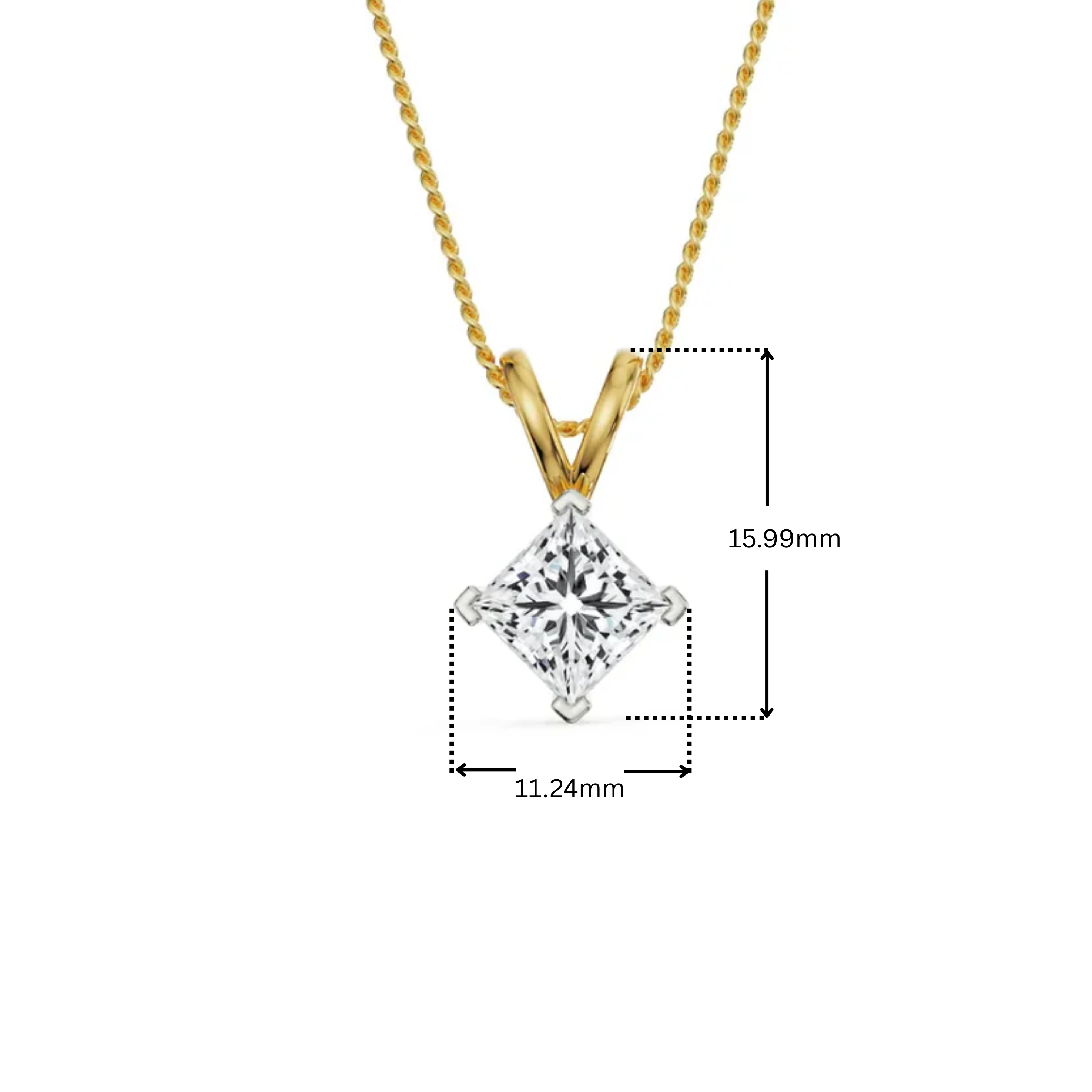 2 CT Princess Lab Grown Diamond Pendant