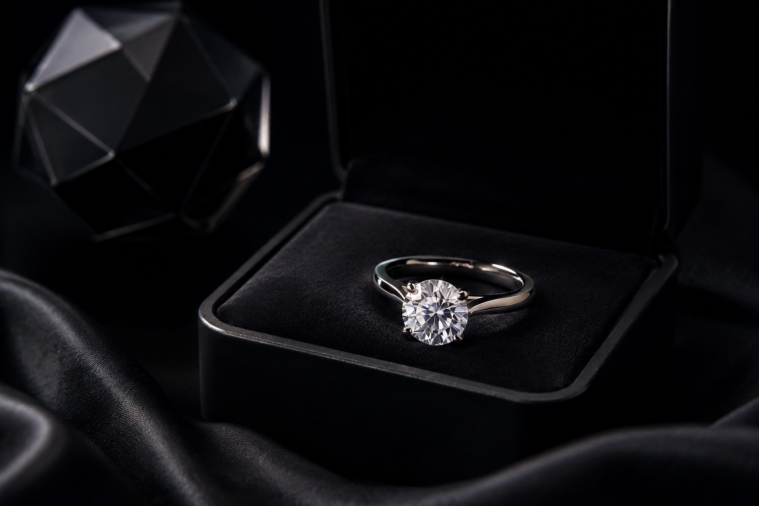 A ring placed in a velvet box