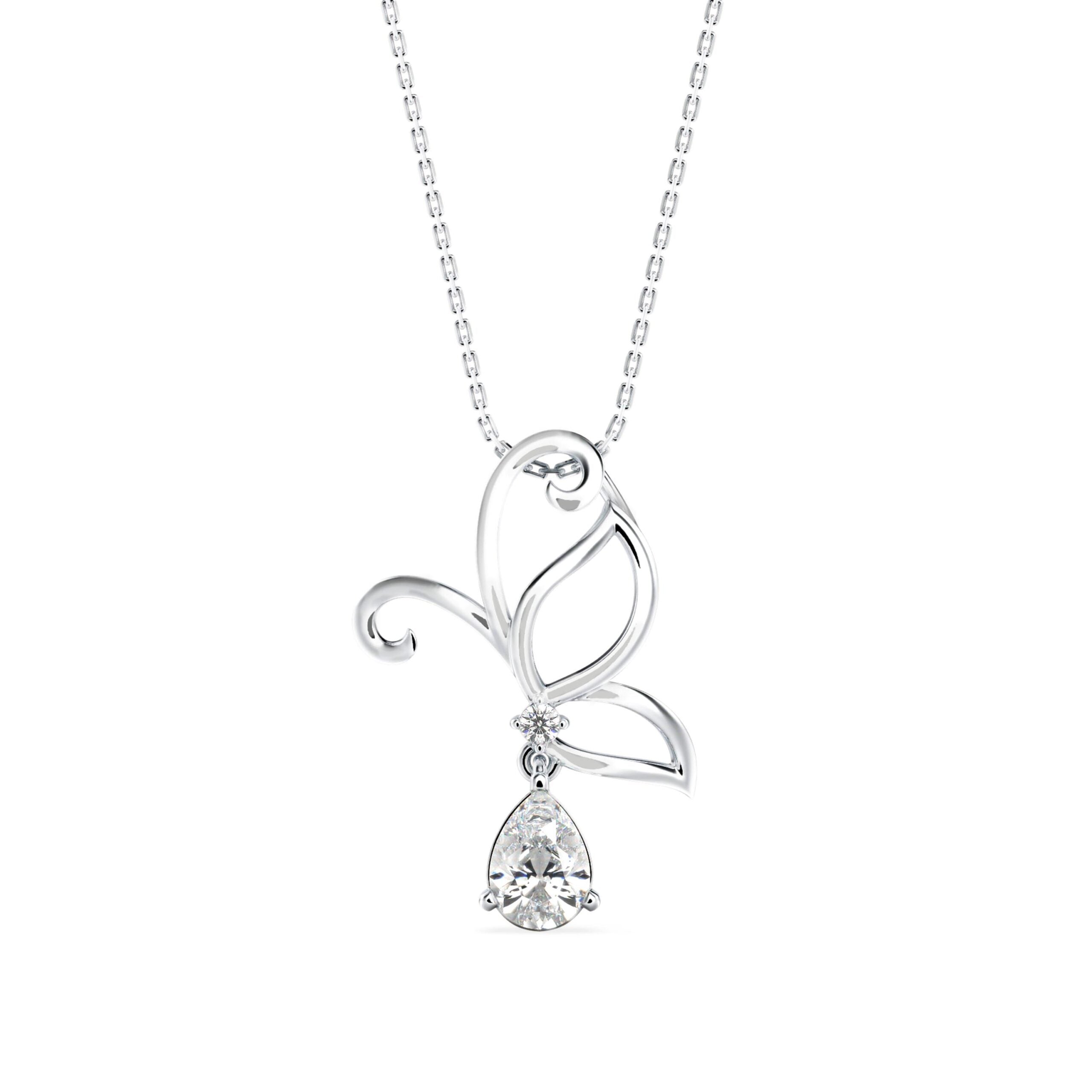 Half Winged Diamond Drop Pendant Front view