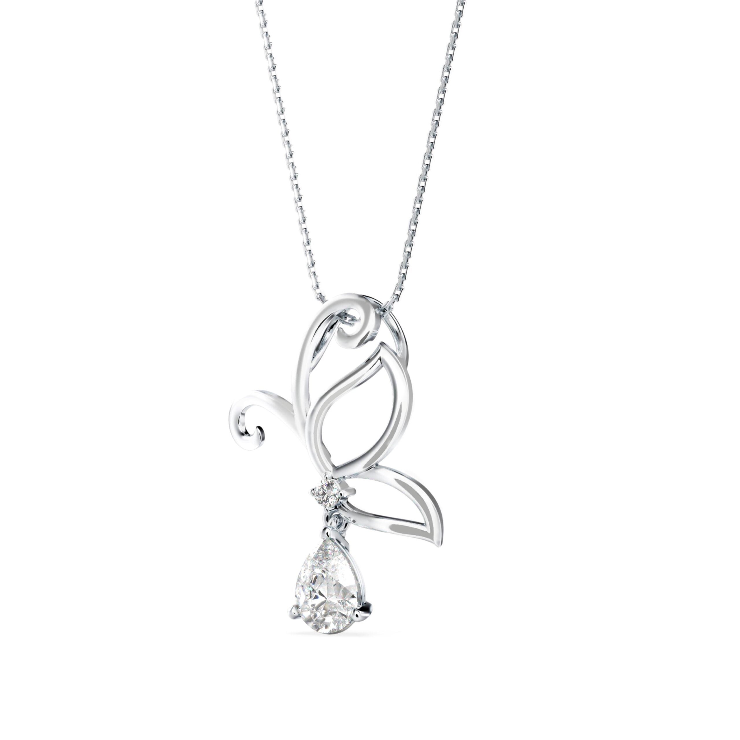 Half Winged Lab Grown Diamond Drop Pendant_in-stock