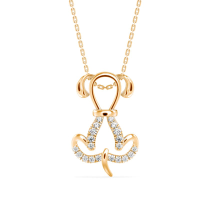 Puppy Love Diamond Pendant Front view in 9KT