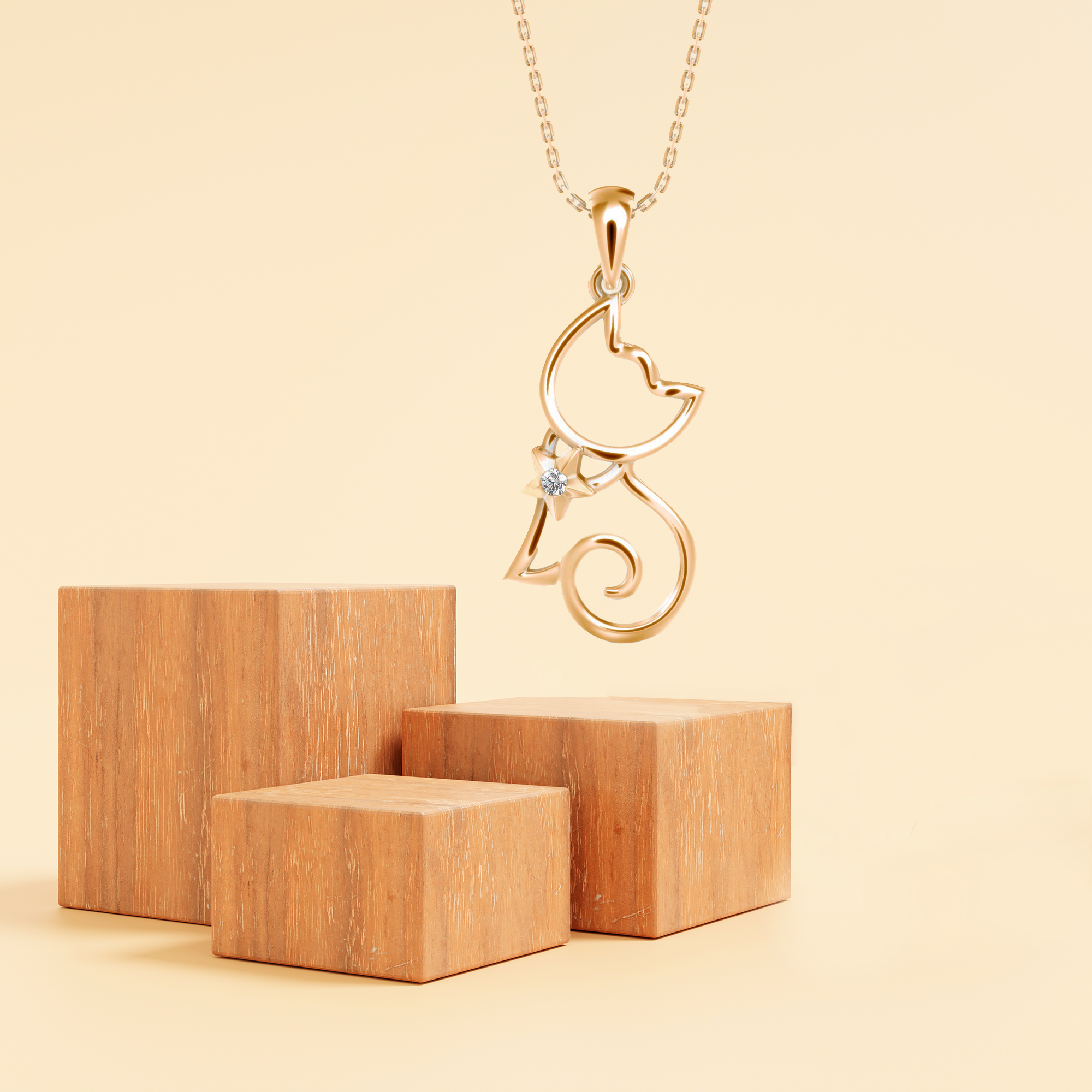 Kitty Cat Lab Grown Diamond Pendant_in-stock