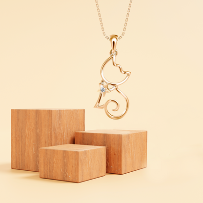 Kitty Cat Lab Grown Diamond Pendant_in-stock