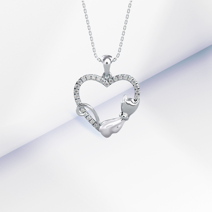 Whiskered Love Cat Diamond Pendant Prospective View
