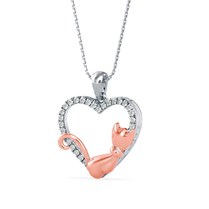 Whiskered Love Cat Diamond Pendant Left view