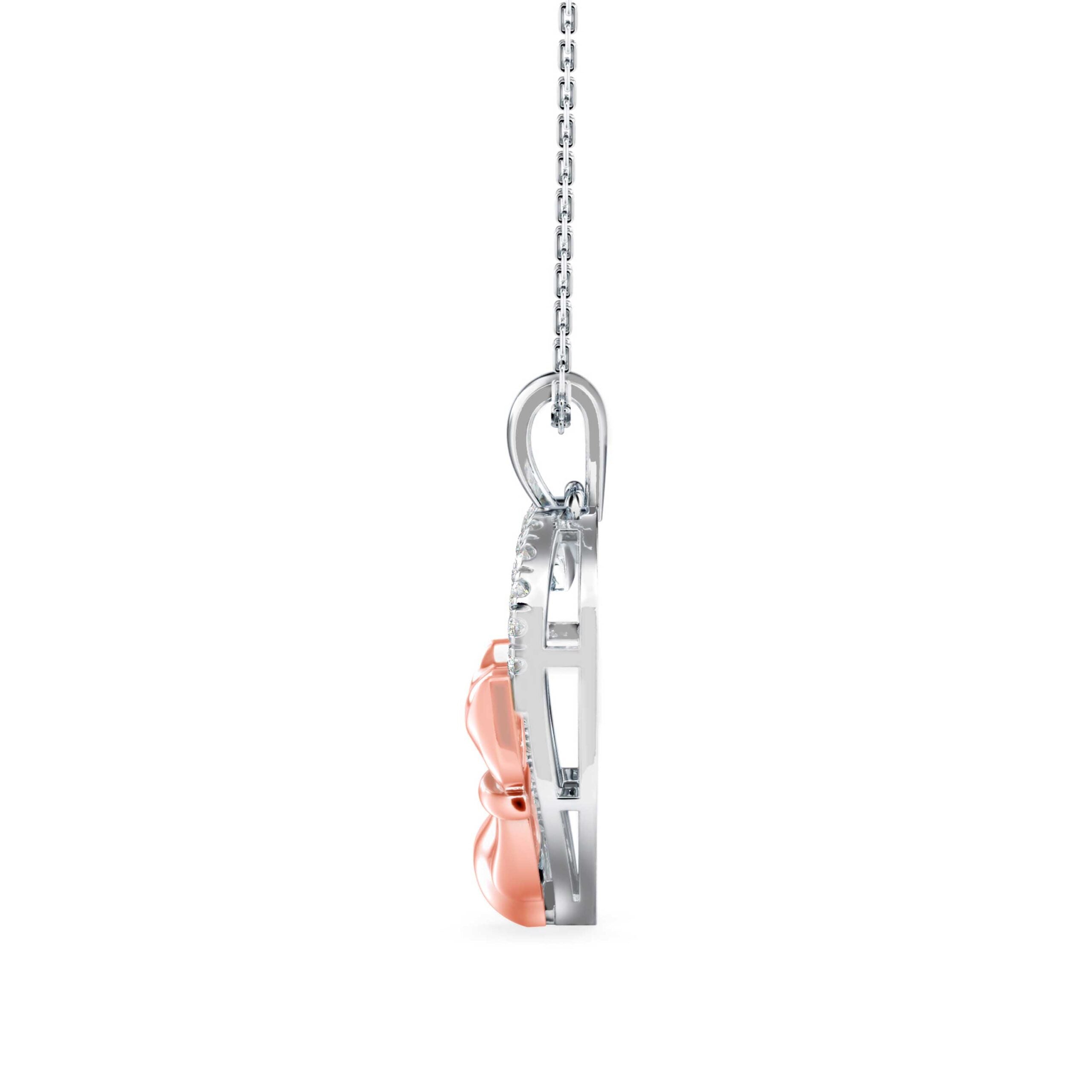 Whiskered Love Cat Diamond Pendant Side view in 9KT