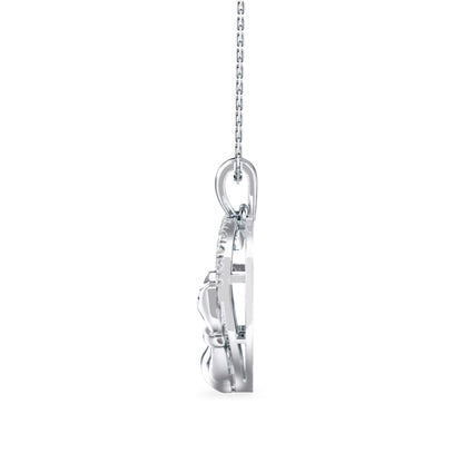 Whiskered Love Cat Diamond Pendant Side view