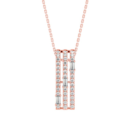 Vertical Bar Diamond Pendant Front view in 9KT