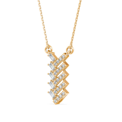 Baguette Bar Twist Diamond Necklace Side View