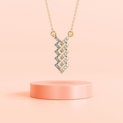 Baguette Bar Twist Diamond Necklace Prospective View