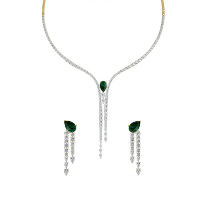 Empress Dewdrop Lab Grown Diamond Necklace Set - front view