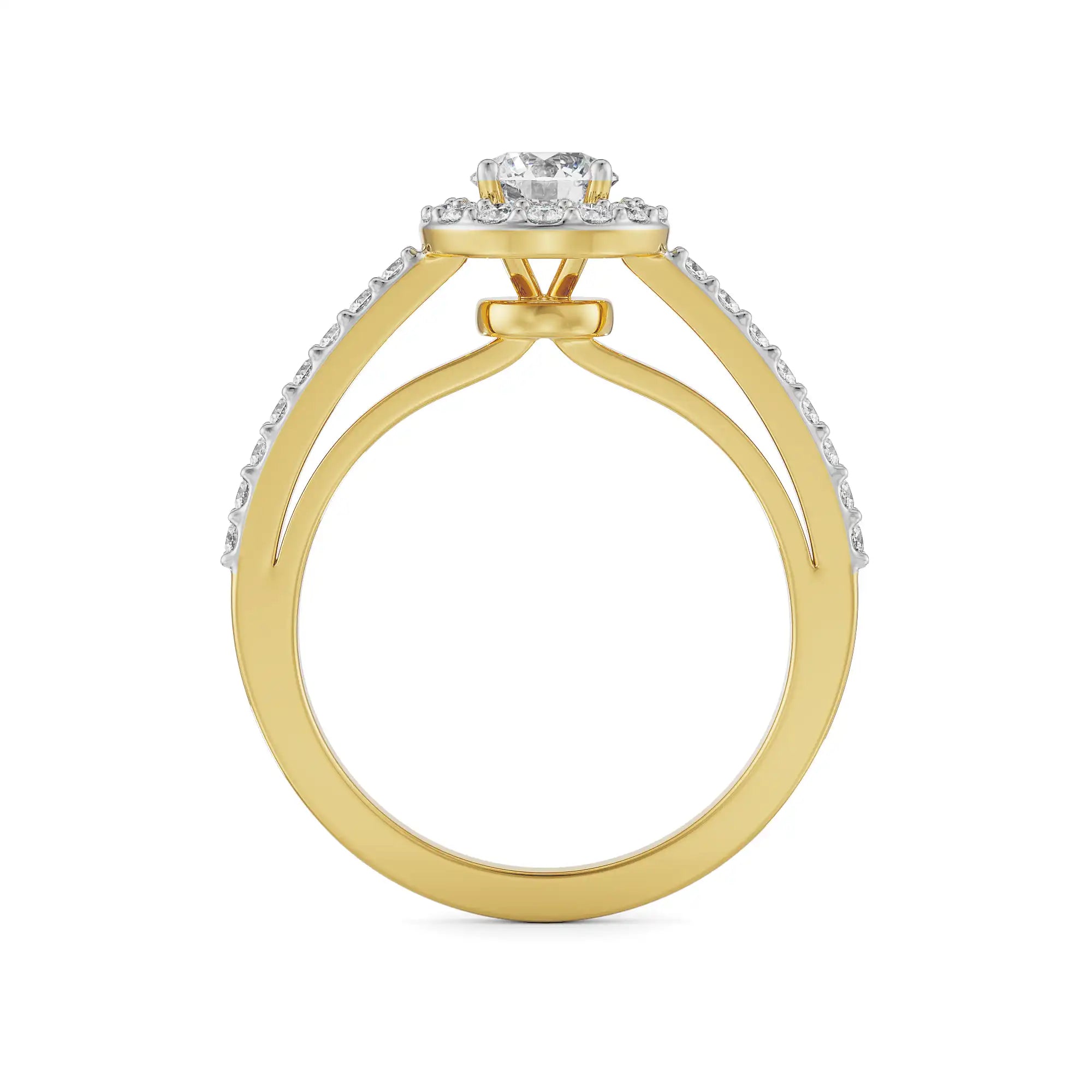 Alisen Round Halo Solitaire Ring Back View
