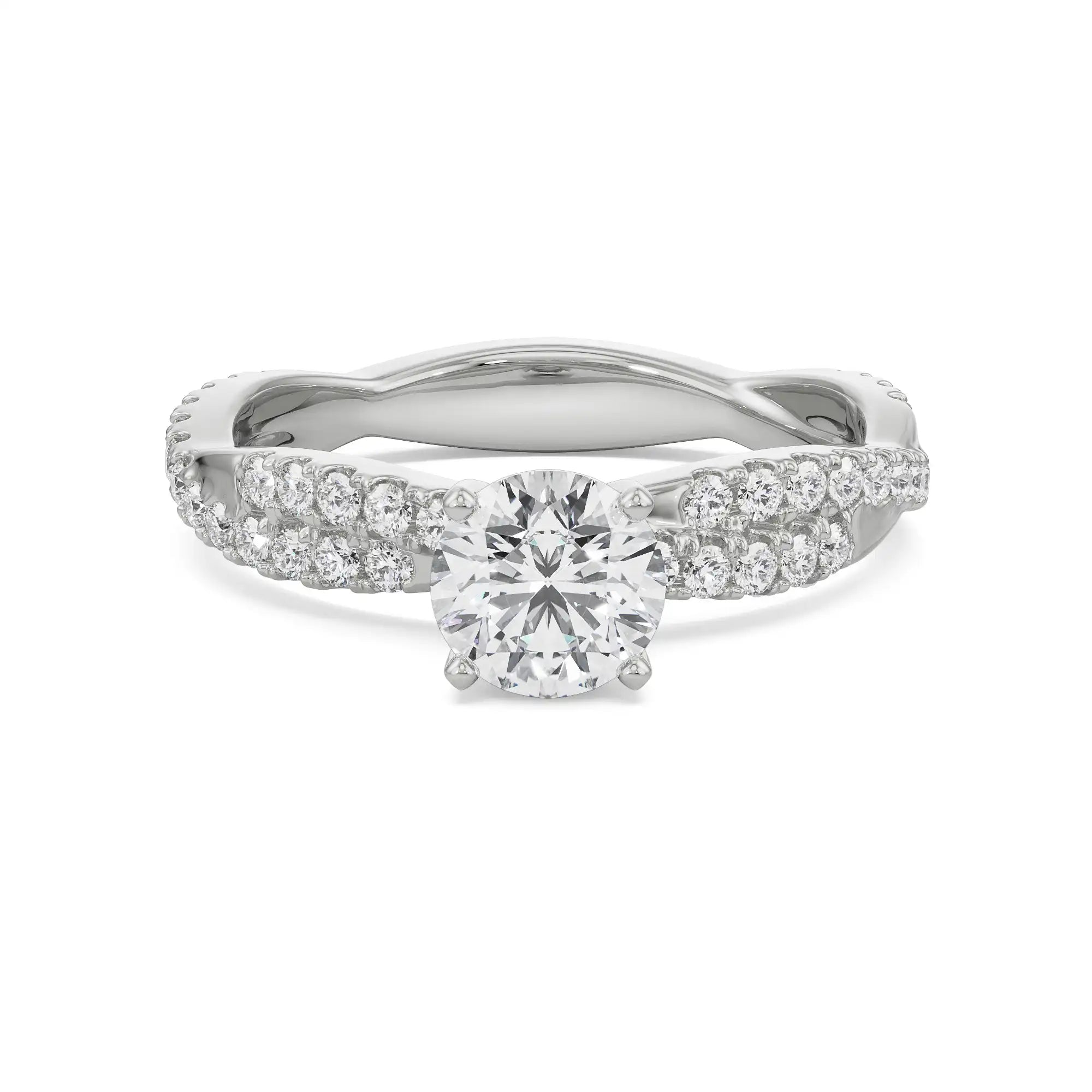 Alia Twisted Band Solitaire Ring Front View