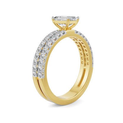 Shimmering Emerald Engagement Ring Side View