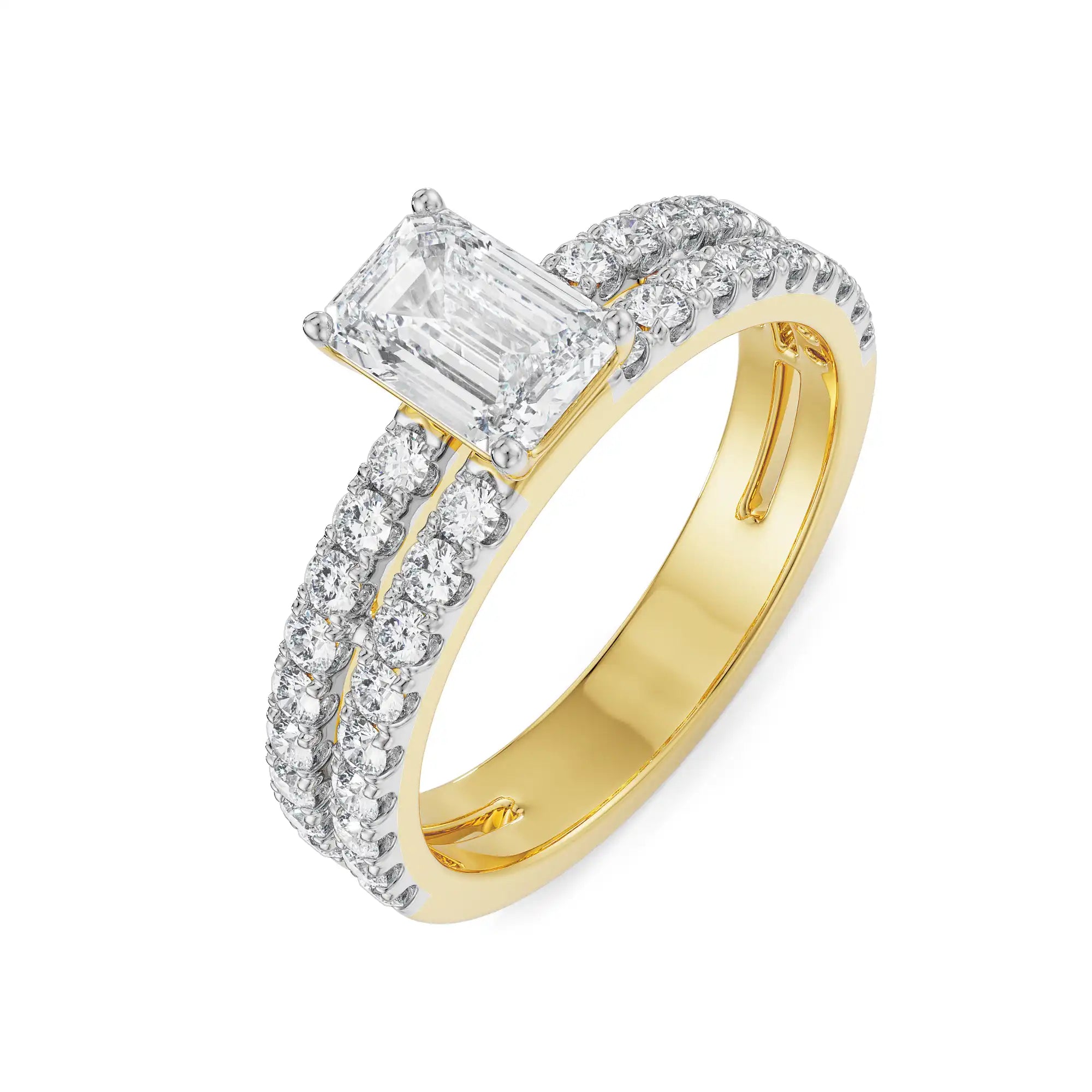 Shimmering Emerald Lab Diamond Engagemnt Ring_in-stock