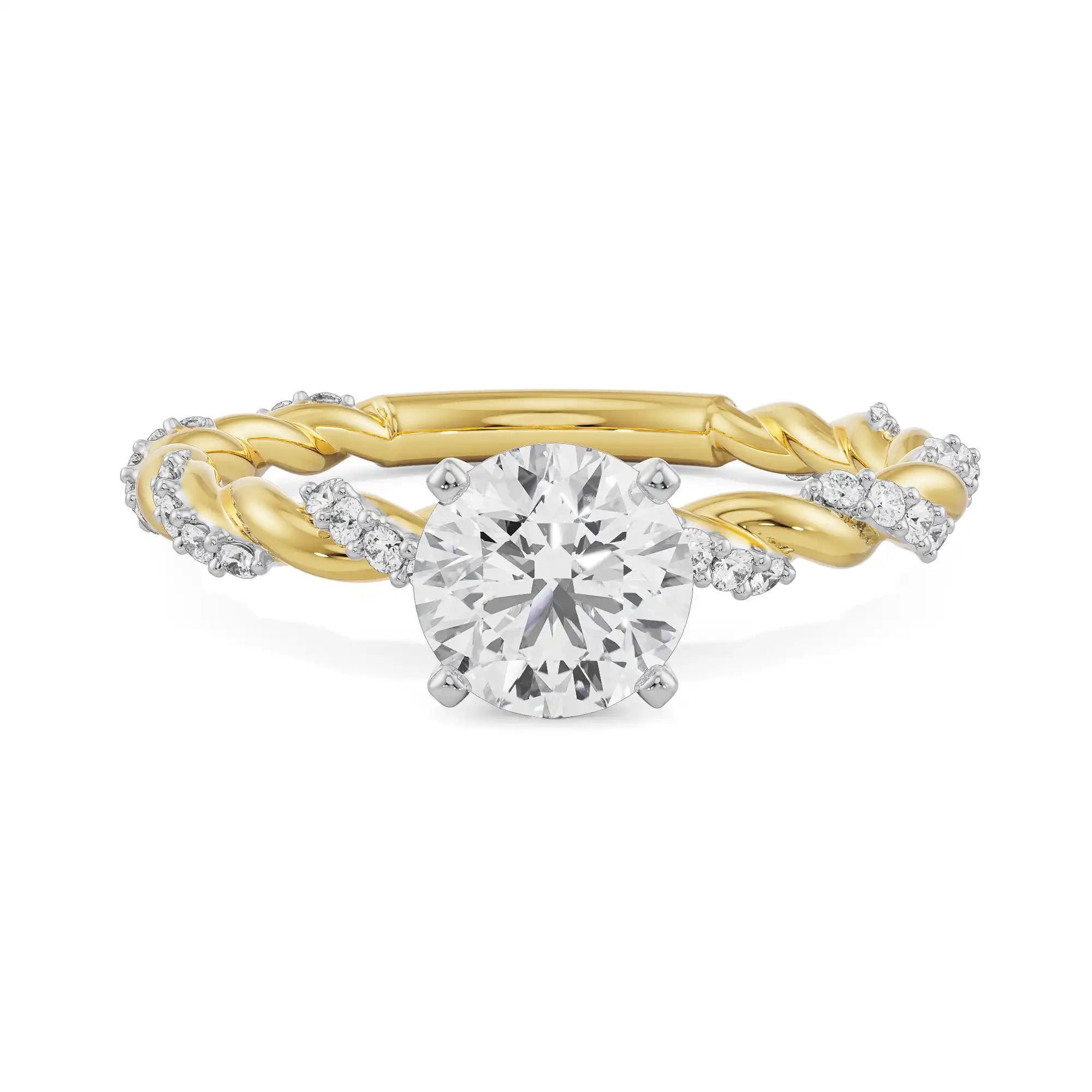 Solitaire Twist Engagement Ring Front View