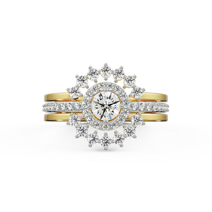 Solitaire Sunflower Diamond Ring Front View