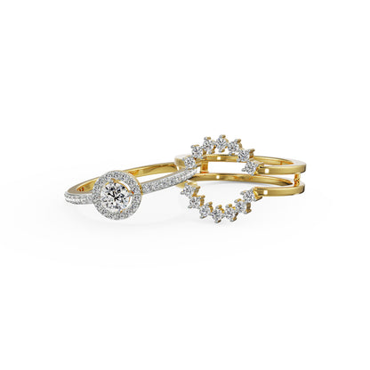 Solitaire Sunflower Diamond Ring Left View