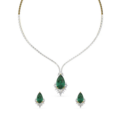Emerald Grace Lab Grown Diamond Necklace Set - Front view