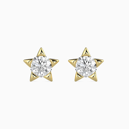 Solitaire Star Studs Front view in 9KT