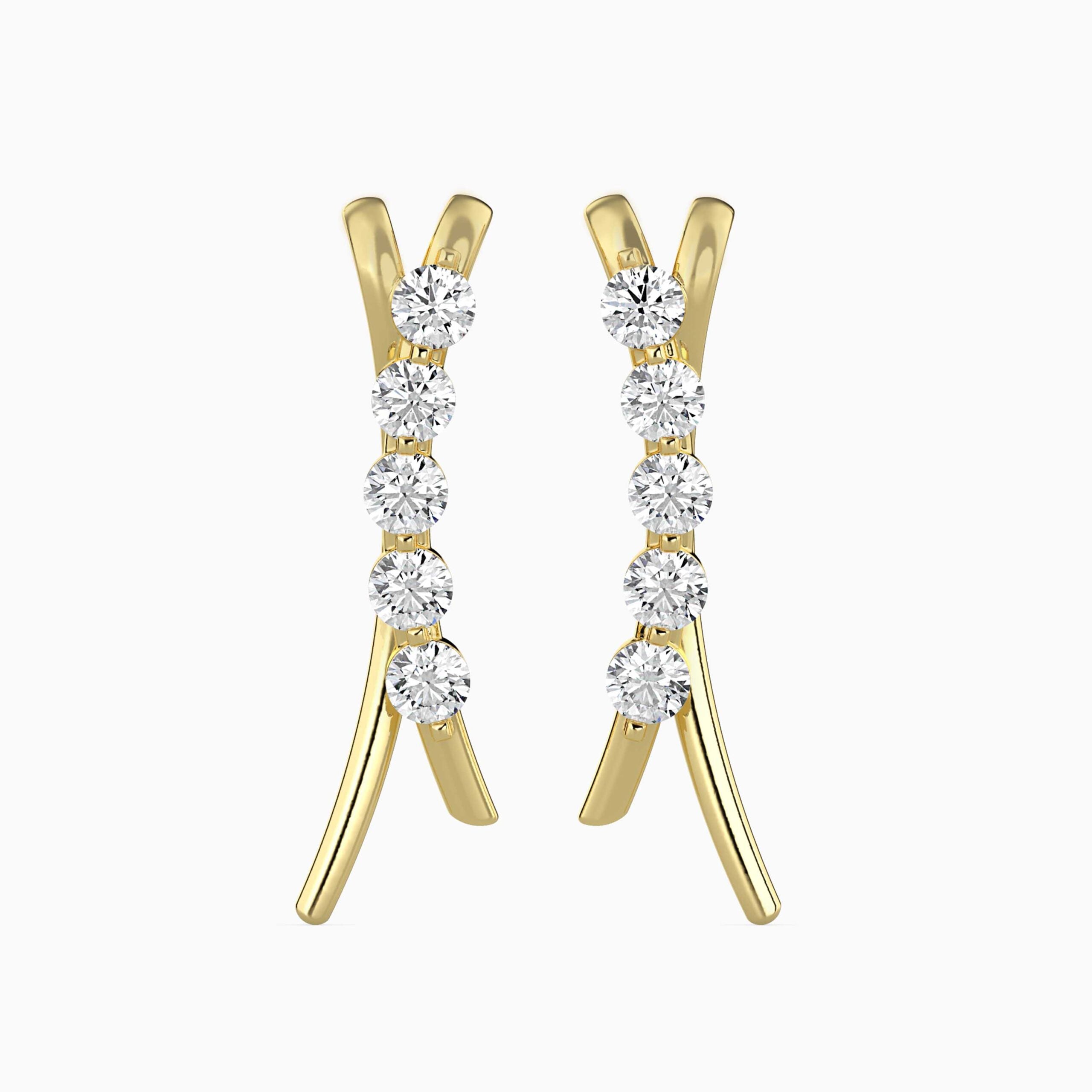 Five Star Diamond Earrings Front view in 9KT