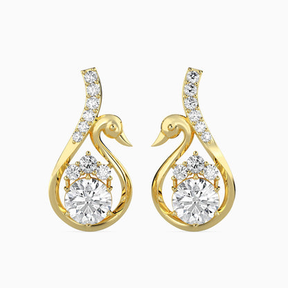 Majestic Swan Diamond Earrings Front view