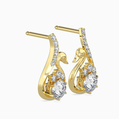 Majestic Swan Diamond Earrings Side view