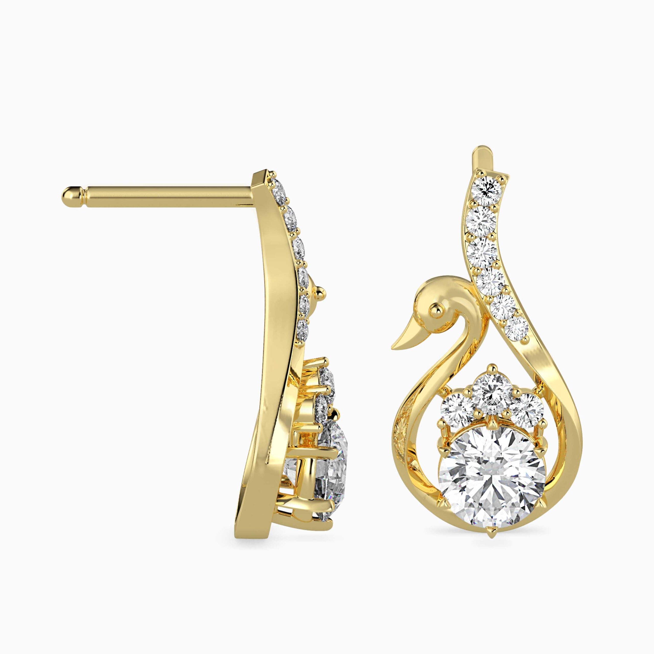 Majestic Swan Diamond Earrings Prospective view