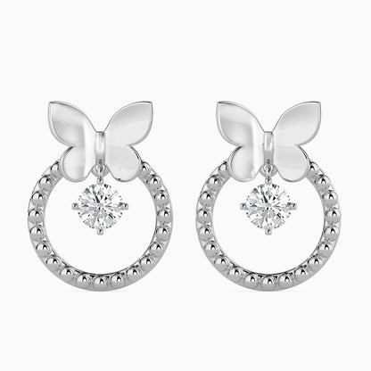 Radiant Butterfly Diamond Earrings Front View