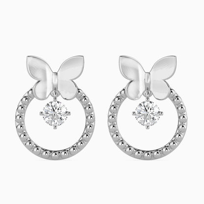 Radiant Butterfly Diamond Earrings Front View in 9KT
