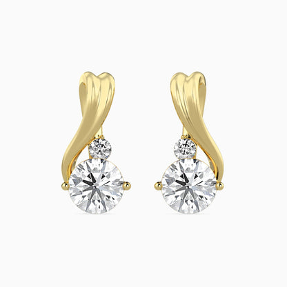 Diamond Melodic Solitaire Earrings Front view
