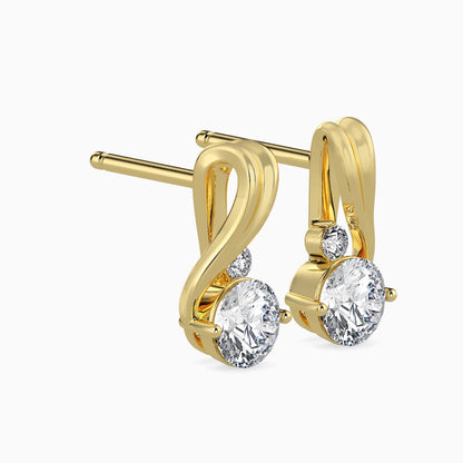 Diamond Melodic Solitaire Earrings Side view