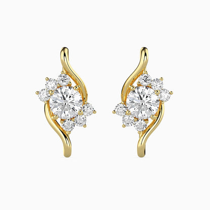 Timeless Floral Diamond Earrings Front view in 9KT