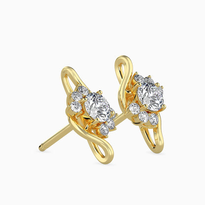 Timeless Floral Diamond Earrings Side View