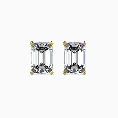 Emerald Diamond Solitaire Studs Front view