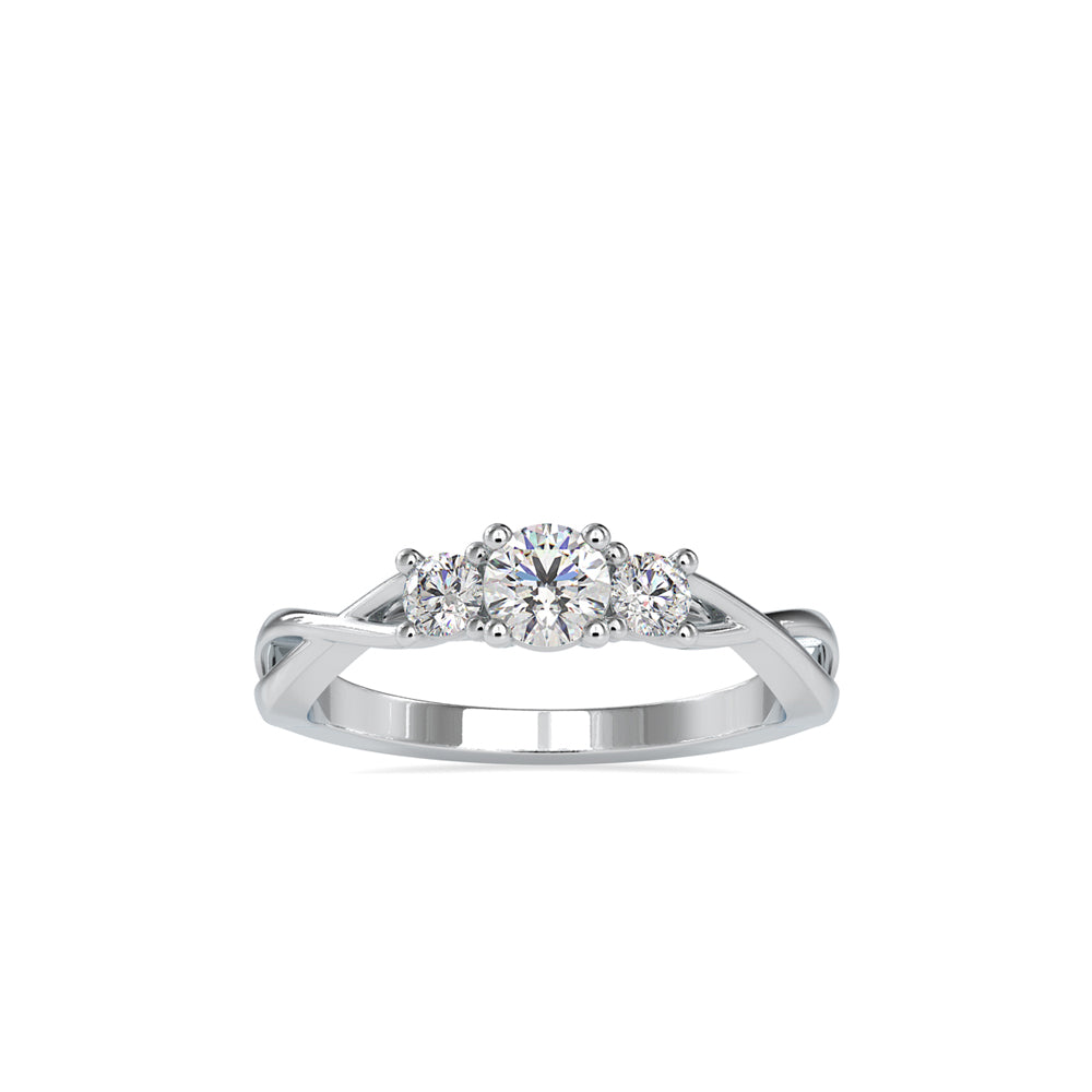 Timeless Three Stone Diamond Ring Front view in 9KT