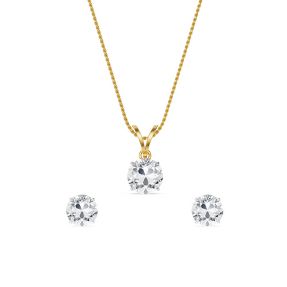 Old European Cut Lab Grown Diamond Pendant Set - front view