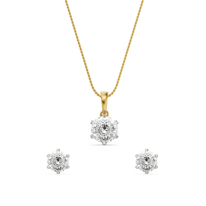 Portuguese Cut Solitaire Lab Grown Diamond Pendant Set - front view