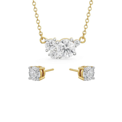 Faiza Solitaire Lab Diamond Necklace Set - front view