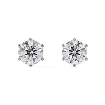 3 CT Versatile Lab Grown Diamond Solitaire Studs - front view