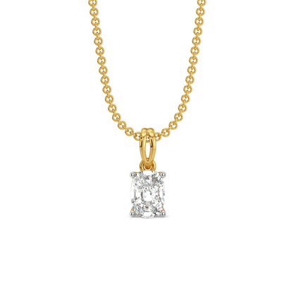 0.5 CT Cushion Lab Grown Diamond Solitaire Pendant - front view in 9KT