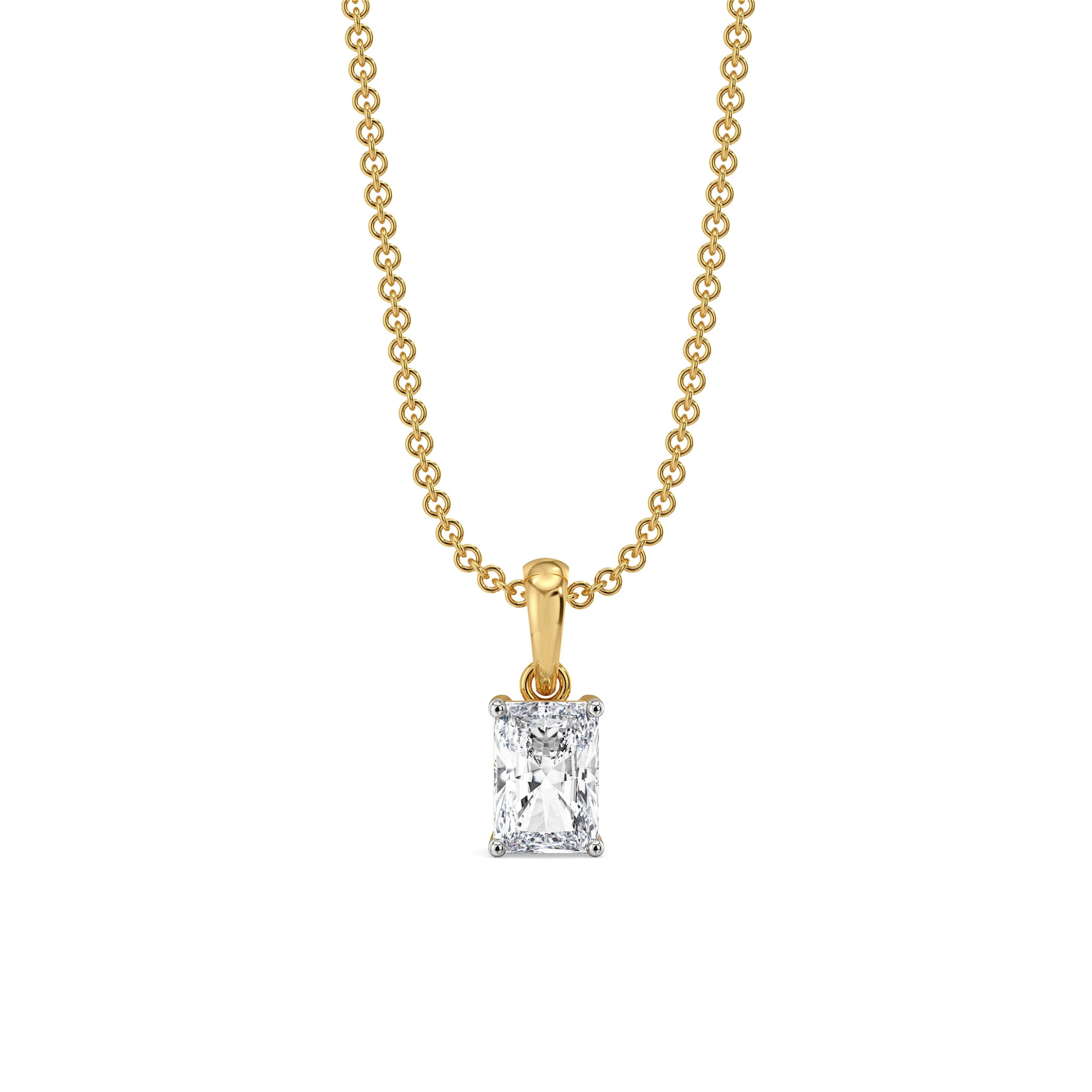 0.5 CT Radiant Lab Grown Diamond Soliratire Pendant - front view