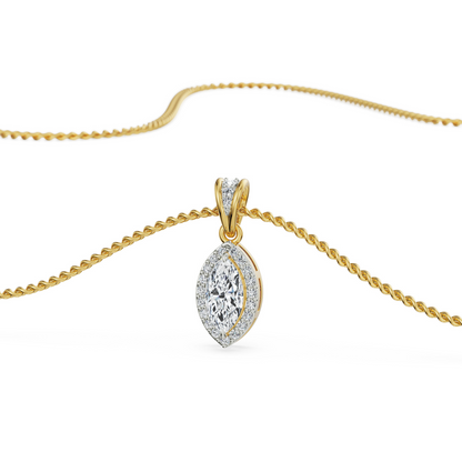 1 CT Marquise Halo Lab Diamond Pendant - perspective view