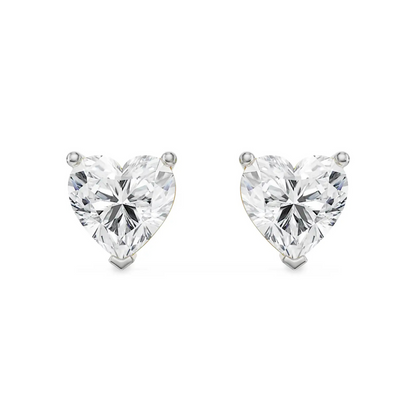 2 CT Sweetheart Lab Grown Diamond Studs - front view