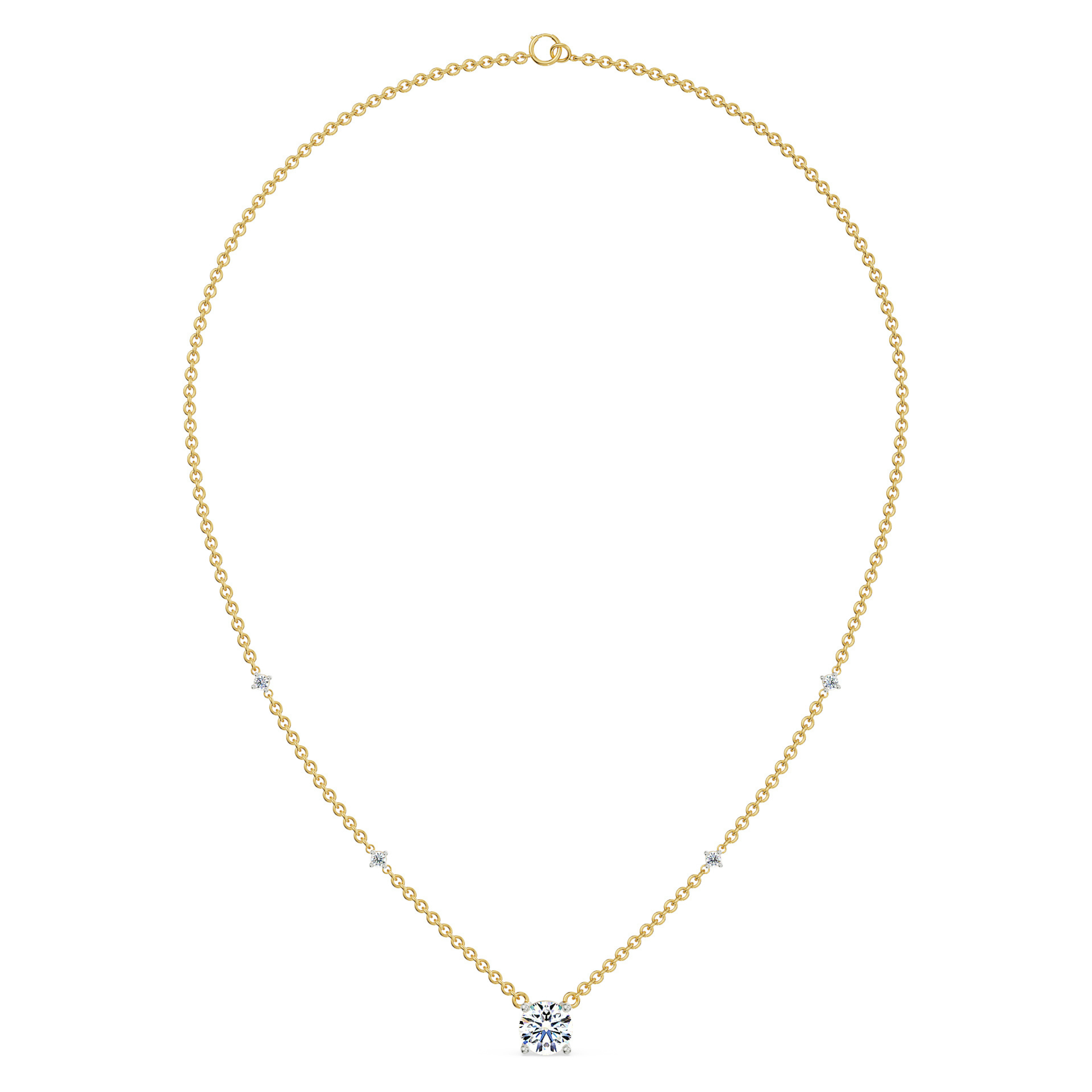 1 CT Solitaire Lab Grown Diamond Necklace - top view