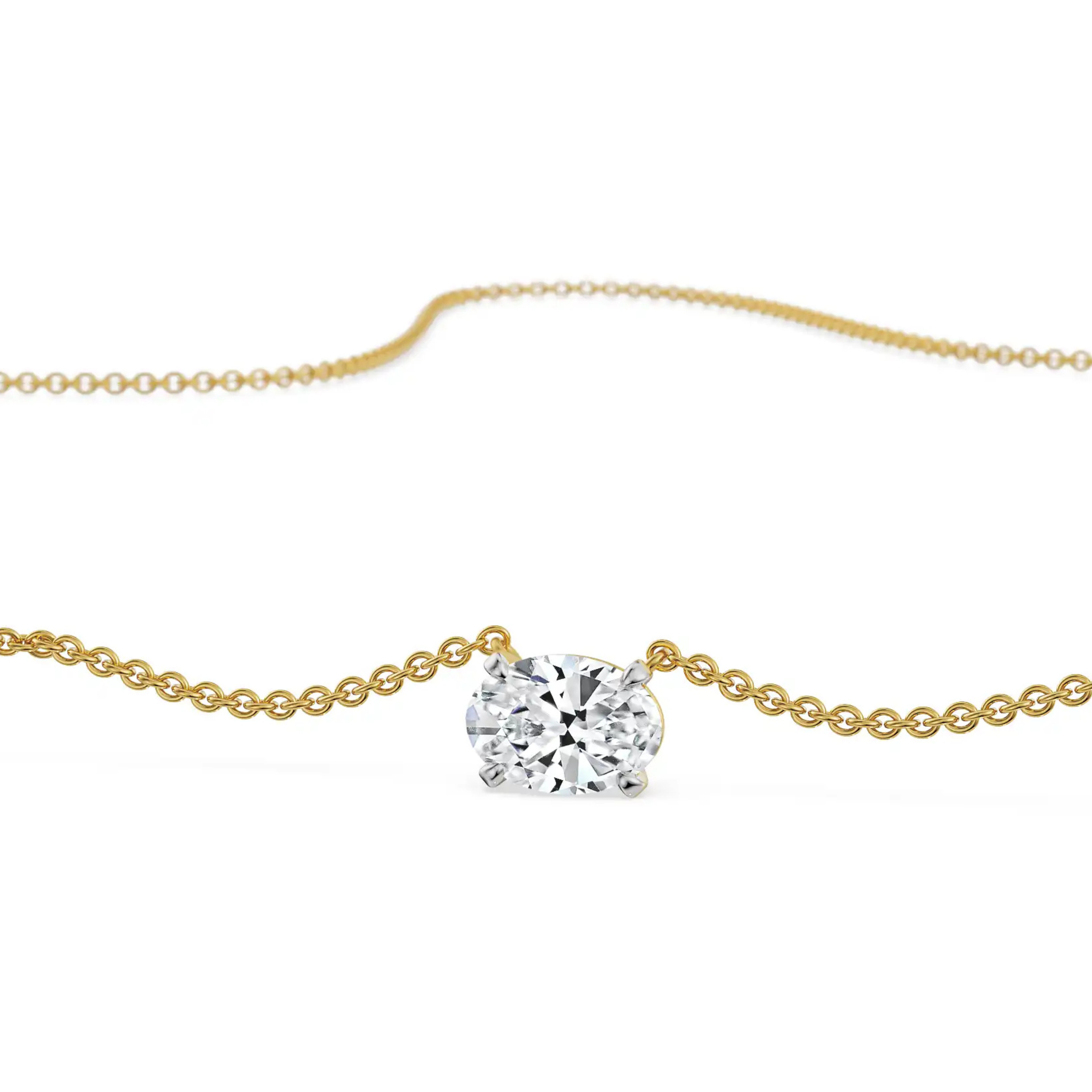 2 CT Oval Lab Grown Diamond Necklace - perspective view