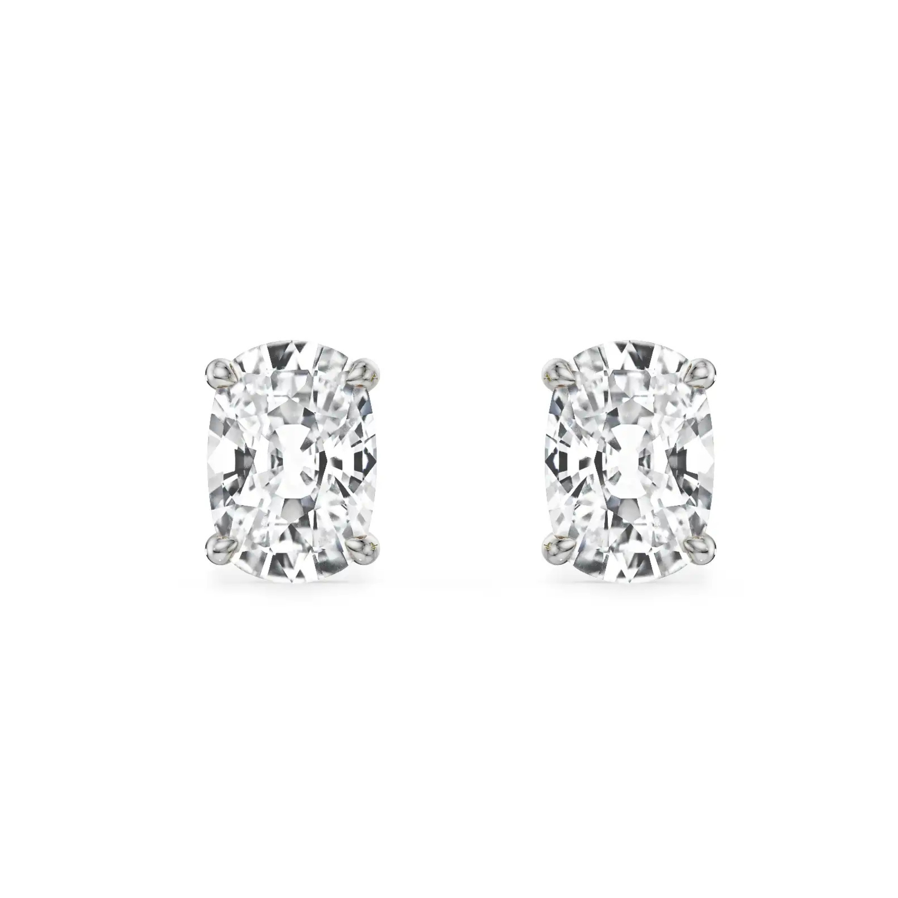 2 CT Enchanting Cushion Lab Grown Diamond Studs - front view