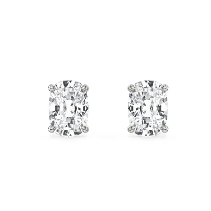 2 CT Enchanting Cushion Lab Grown Diamond Studs - front view