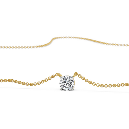1 CT Lab Grown Diamond Solitaire Necklace - perspective view